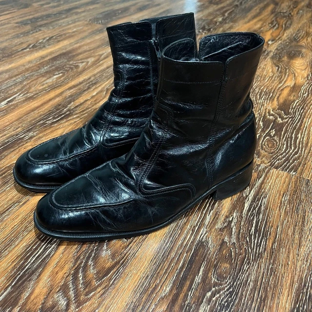 VINTAGE FLORSHEIM IMPERIAL Mens Boots Black Leather Zip Beatles Size 10 1 2 35.00 PicClick