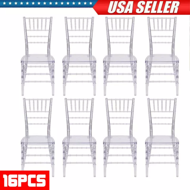 16PCS Elegance Crystal Ice Stacking Chiavari Chair w/ Designer Back Event Chair