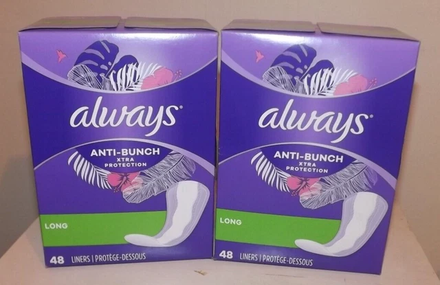 Lote de 2 protectores Xtra siempre antiracimo, revestimientos de pantillas largas 48 cajas de unidades