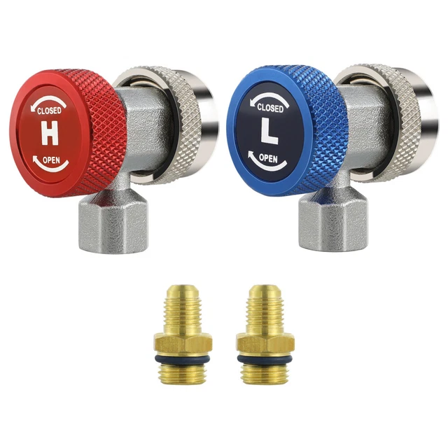 Adattatore R134A Per Auto – Set Connettori Rapidi Lato Alto E Basso Per Ricarica Condizionatore - 2