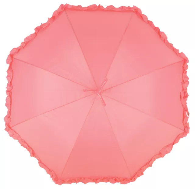 Regenschirm Stockschirm Flamingo Pink mit Rüschen 3
