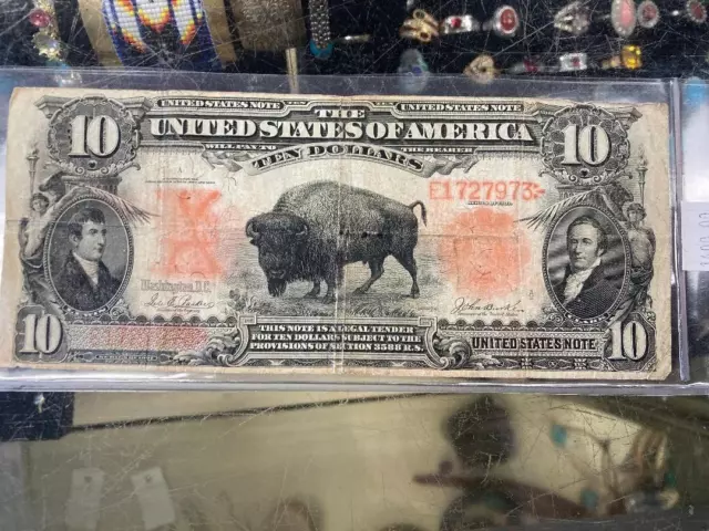 High Grade Genuine SC 1901 $10 Fr.122 “Bison” "Buffalo" Legal Tender Note