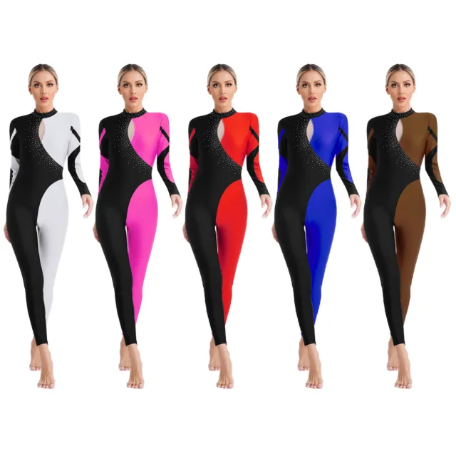 Women's Gymnastic Leotard Full Length Unitard Sports Athletic Jumpsuit Dancewear