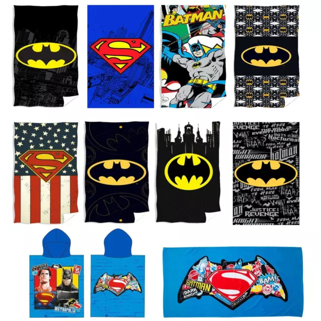 Batman And Superman Cotton Beach Towels And Ponchos Childrens New Free P+P