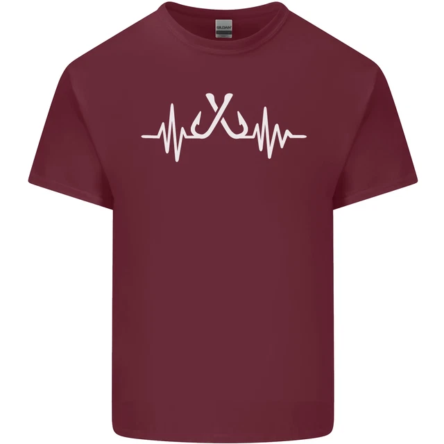 T-shirt top Pulse Fishing divertente pescatore ECG da uomo cotone 7
