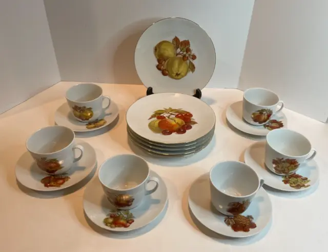 BAREUTHER WALDSASSEN Bavaria Germany China Fruit Plates Cups Saucers (6 each)
