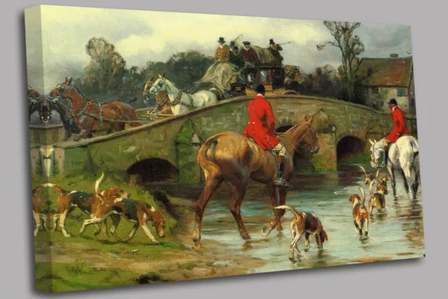 Over the Bridge Fox Hunting  Canvas Wall Art Picture Print