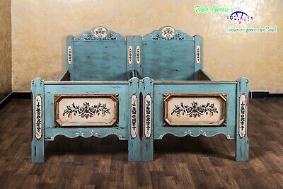 Voglauer Anno 1700 Old Blue Single Beds Double Bed Cottage Bedroom Antique 3