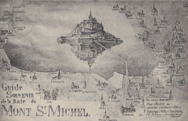 CPA 50 SOUVENIR GUIDE TO THE BAY OF MONT ST MICHEL illustrated by LEFRANC DOMFRONT