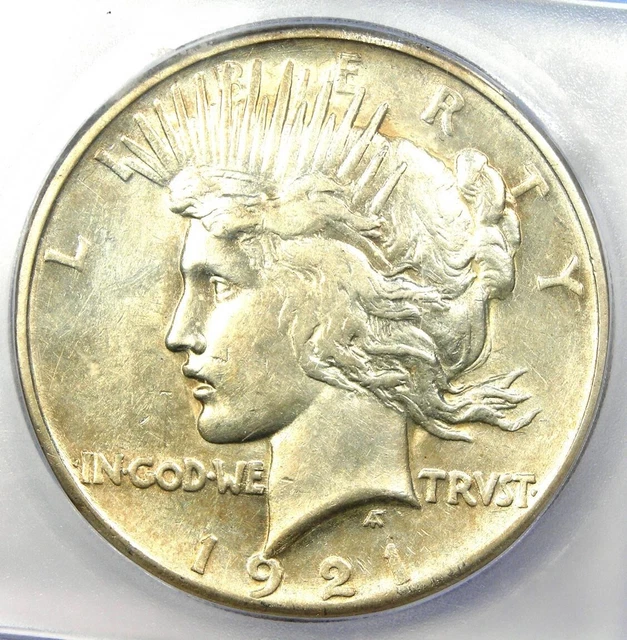 1921 Peace Silver Dollar $1 Coin - Certified ICG AU58 - Rare Date!