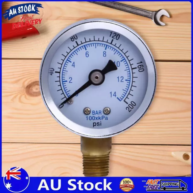 AU Metal 1/8" NPT Air Compressor Hydraulic Pressure Gauge 200PSI Side Mount