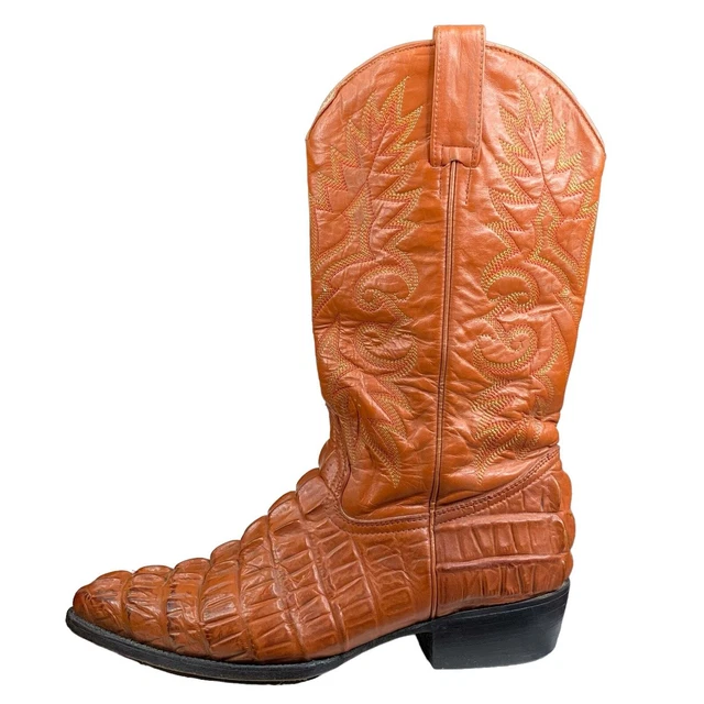 JE VER MENS Crocodile Rusty Orange Cowboy Boot Size Mex 26.5 US M 7.5 £