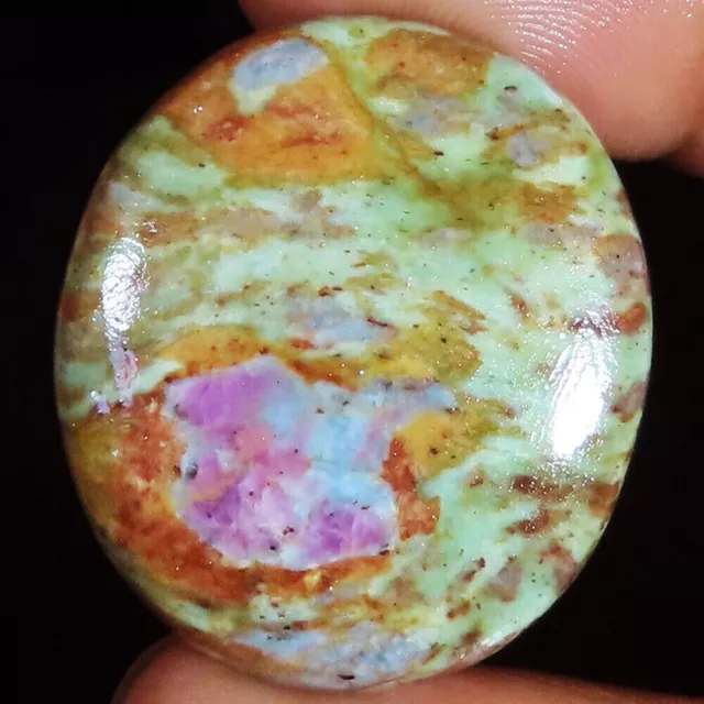 47.10 Cts 100% Natural Ruby Fuchsite Oval Cabochon Gemstone 28x32x5 mm GT409