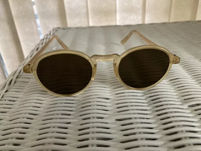 Vintage 1930's Celluloid Sunglasses Willson USA Round Amber Yellow Exc Condition
