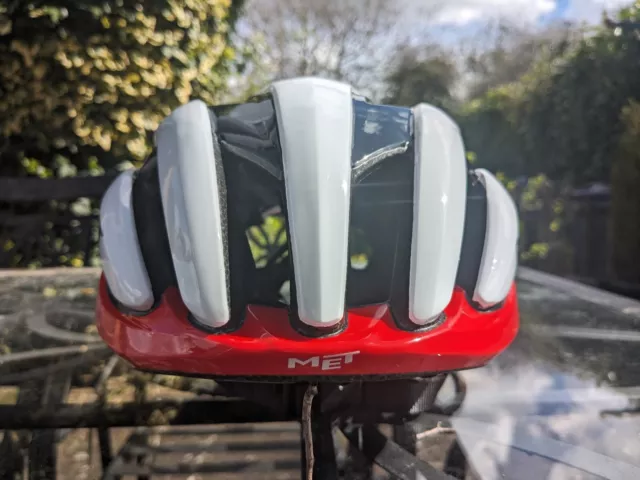 New MET Trenta Road Racing Helmet - Cycling Bicycle Helmet  White / Red size M/L