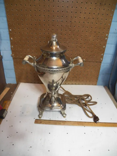 1925 MANNING BOWMAN & CO. Silver-plated Electric Coffee Percolator - Warms Up