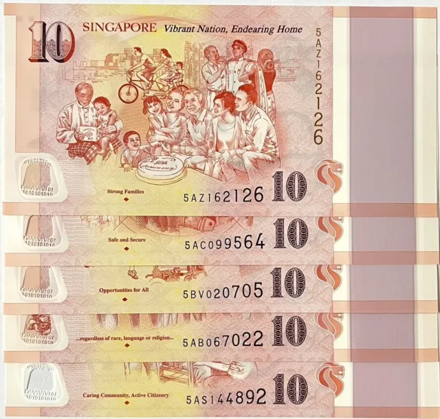 Juego De 5 Piezas De Singapuren; 10 Dólares 2015 Conmemorativo P 56 57 58 56 60 Sin Precio Base