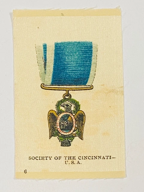 SOCIETY OF THE CINCINNATI USA Eagle Emblem Badge Medal #6 Tobacco Cigarette Silk