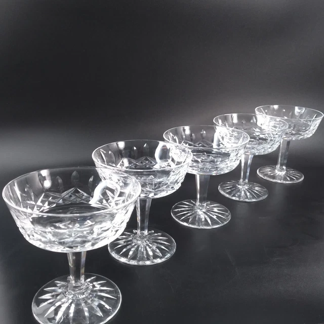 5 WATERFORD CRYSTAL Clear Lismore Champagne Tall Sherbet Glasses