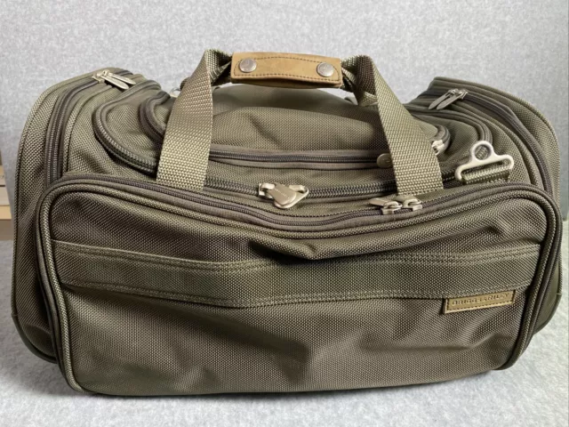 Briggs & Riley Baseline Duffel Bag Carry On Suitcase - Olive w/ Shoulder Strap