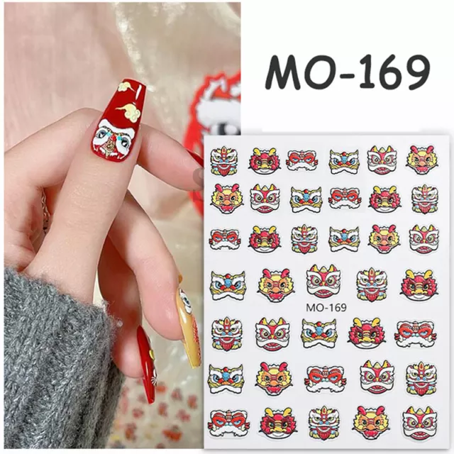 Traditional Awake Lion Nail Art Sticker Manicure Supplies Chinese New Year
