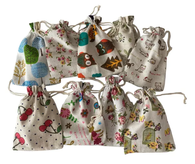 Lino Naturale Sacchetti Animale Stampa Floreale Matrimonio Regalo per Gioielli