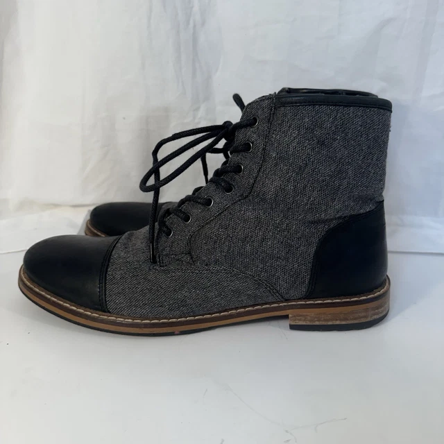 CREVO DEMARCON CHUKKA Boots Leather Toe Wool Side Zipper Black/Gray Men ...