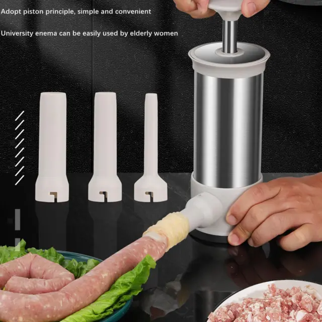 Stainless Steel Sausage Stuffer Machine Kitchen Accessories with 3 Nozzles