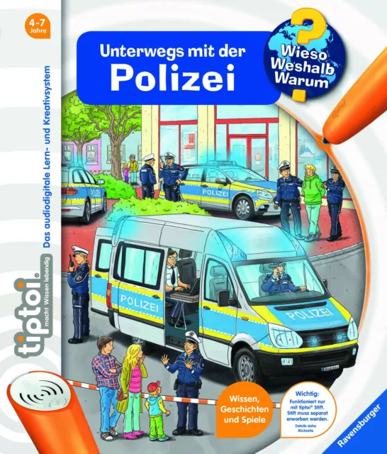 RAVENSBURGER tiptoi - BUCH "UNTERWEGS MIT DER POLIZEI", NEU