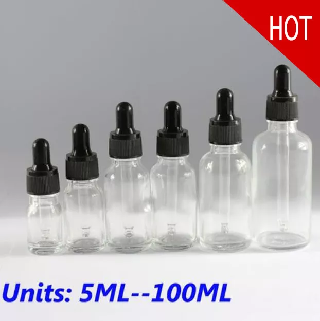 5--100ML Clear Glass Reagent Liquid Pipette Bottle Eye Dropper Drop Aromatherapy