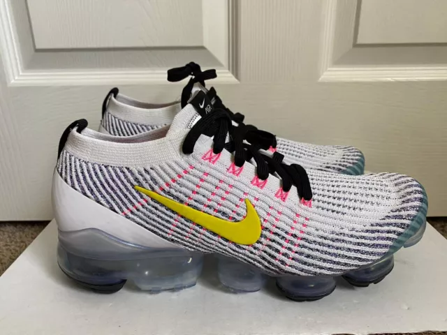 Nike vapormax flyknit 3 white/dynamic yellow men's online shoe