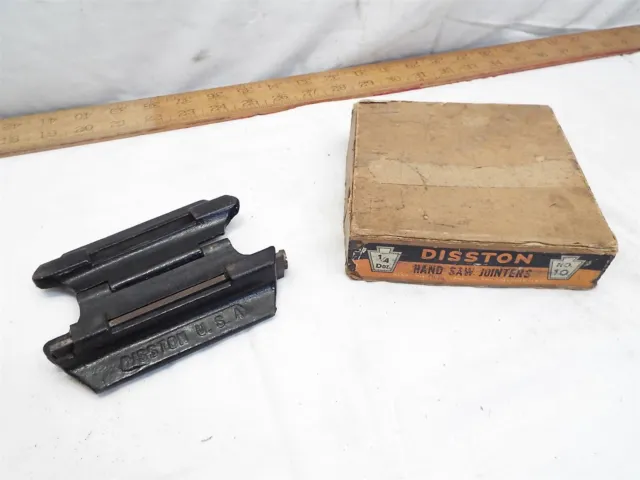 Vintage Disston no. 10 Hand Saw Jointer in Original Box Wood File Tool Cast Iron