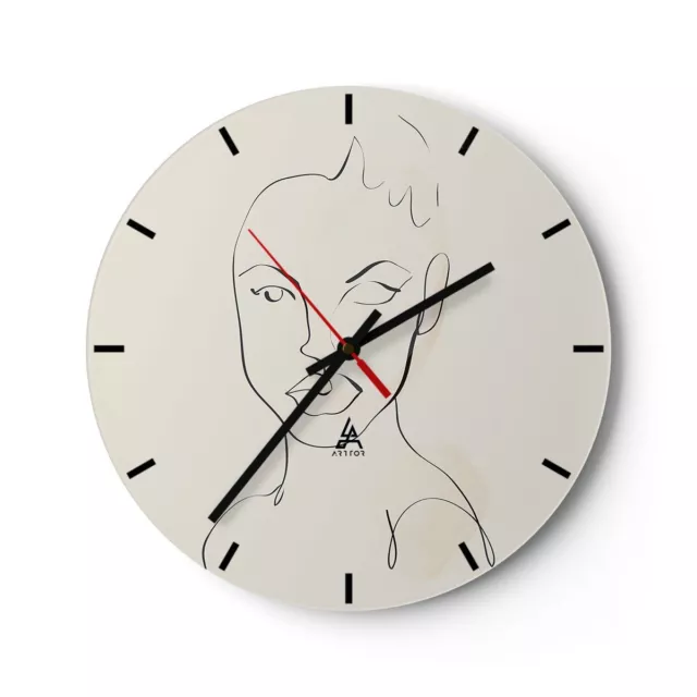 Reloj de Pared 30x30cm Reloj de Vidrio Retrato Afro Boceto Silencioso Decorativo