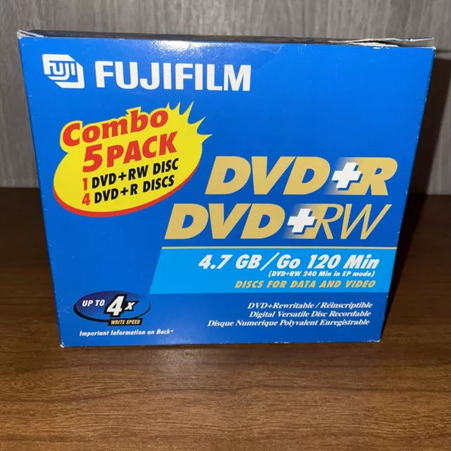 Fujifilm Combo 5 Pack DVD+RW and DVD+R Discs For Data & Video 4.7 GB Rewritable