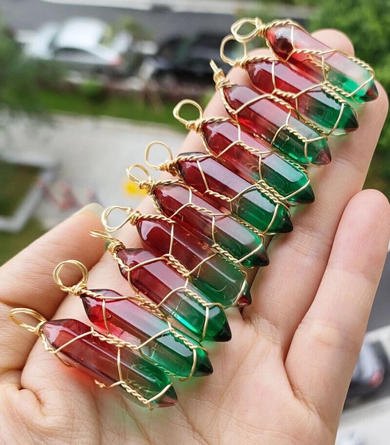 10pcs Colors Crystal Hexagon Point Pendant Chakra Reiki Healing Amulet