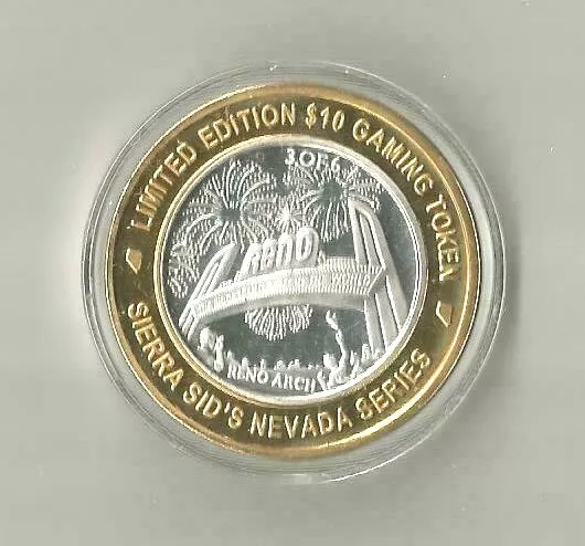 Sierra Sids Silver Strike Casino Gaming Token .999  Reno Arch