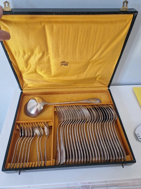 Service à Desserts Doré Style Louis XVI - 11 Pièces Fourchettes Et Cuillères Perles