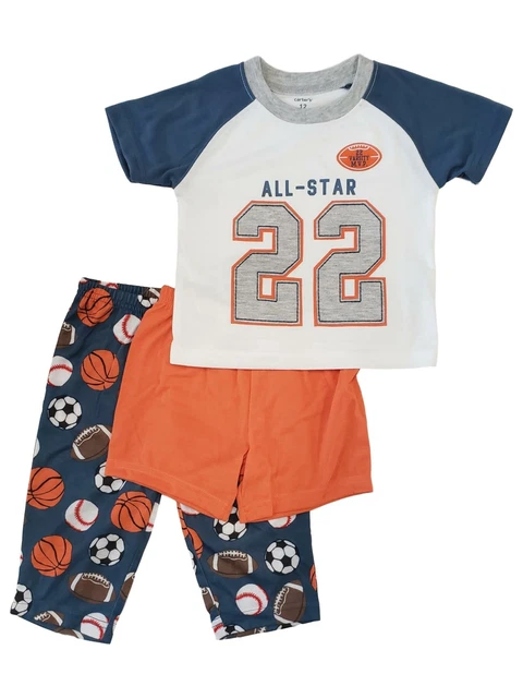 Carters Infant Baby Boy All-Star Varsity MVP Sports Print 3 Pc Pajama Set 12M