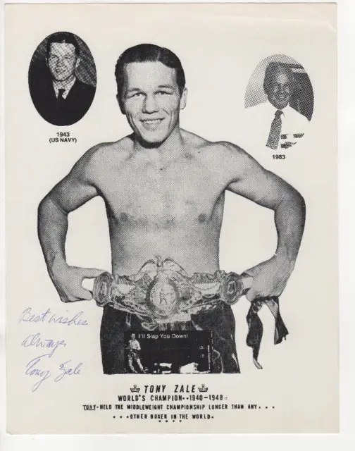 Tony Zale signed promo "Man Of Steel" World Middleweight Title