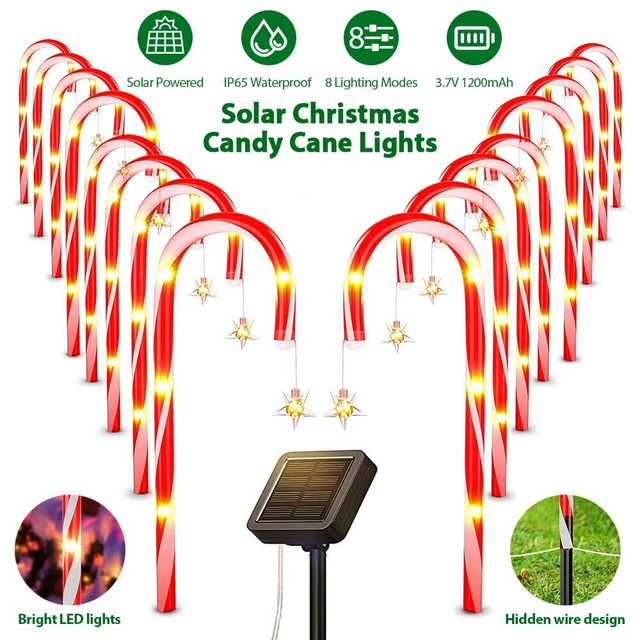 SOLAR GARDEN LIGHTS Christmas Candy Cane Outdoor Pathway Patio Light