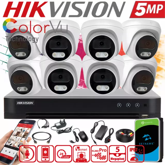 Hikvision CCTV Security Camera 5MP ColorVu Audio Mic System DVR 4CH 8CH Full Kit