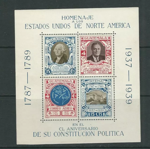 Guatemala 1938 150th Anniversaire De US Constitution (Scott C92) VF MNH