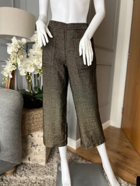 Dries Van Noten Gold metal-effect wool blend trousers - women Size 38