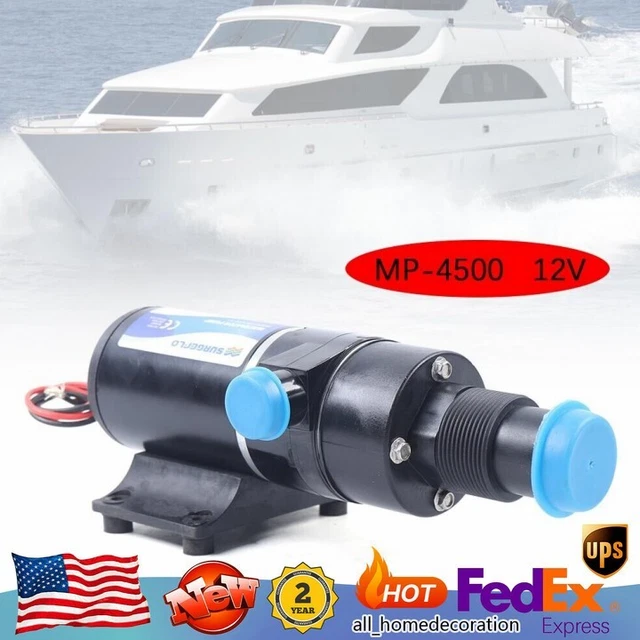 Amarine Made 12V RV Macerator Pump - 12 GPM, Self-Priming Sewage Pump With Garden Hose Port For RV/Boat