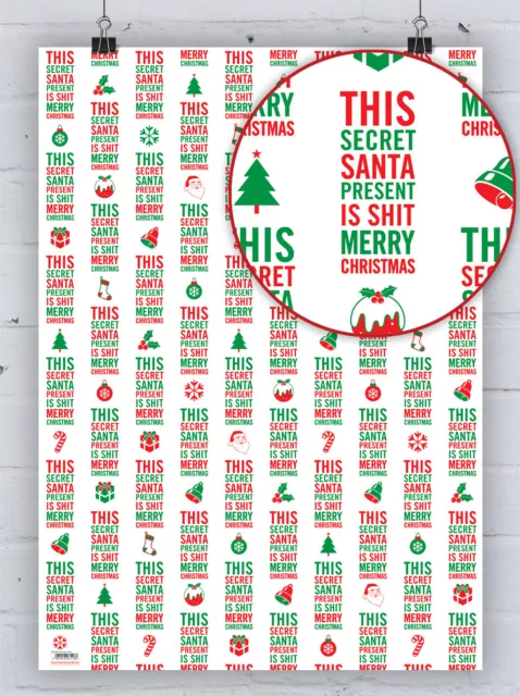 Christmas Wrapping Paper Secret Santa Gift Wrap Funny RUDE Hilarious Cheeky Xmas