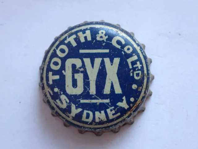 CROWN SEAL BOTTLE CAP G Y X TOOTH & Co SYDNEY NON INTOXICATING BEER c1930s RARE