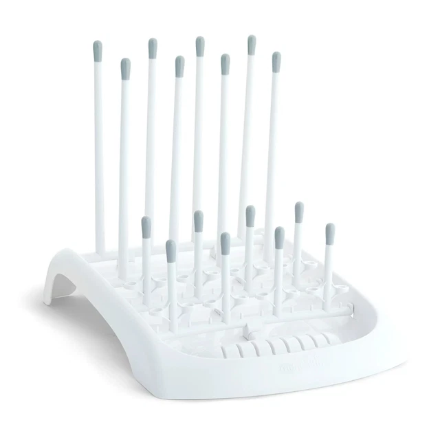 Folding Baby Bottle Countertop Drying Rack, Includes 16 Tall & Short Pegs, Gray