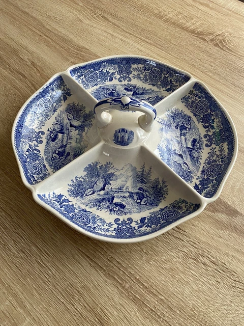 ancien plat compartimenté serviteur villeroy et boch burgenland bleu