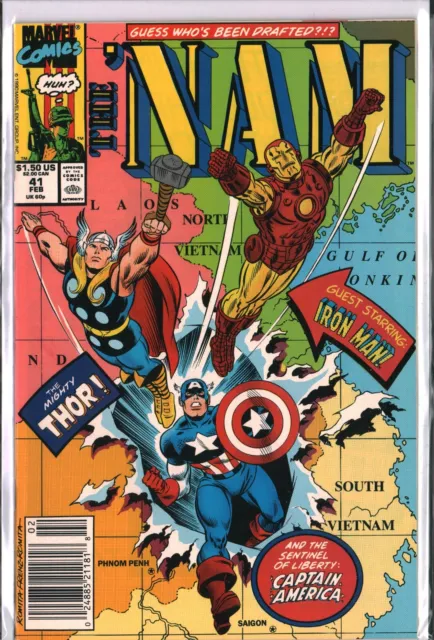 the 'NAM #41 Thor Iron Man Captain America Romita Newsstand 1990 Marvel NM (9.4)