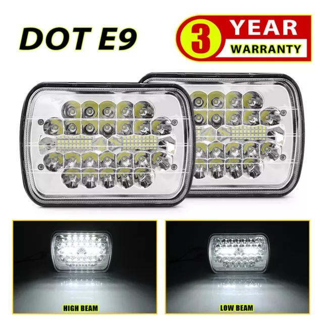 PAIR 7x6" 5x7 LED HID White LIGHT BULBS CRYSTAL CLEAR SEALED HEADLAMP HEADLIGHTS